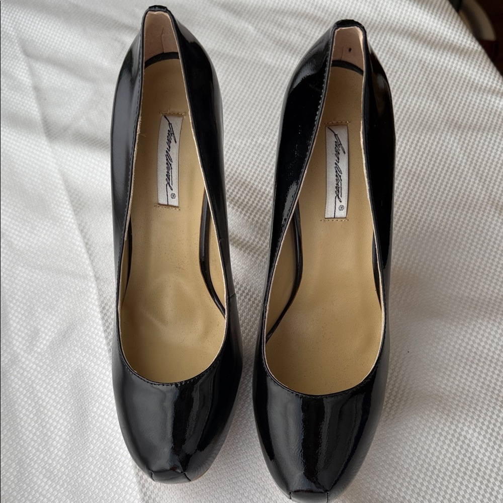 Brian Atwood Black Leather Women's Pumps - Size 37 (US 6.5) - Made in Italy - Picture 3 of 7